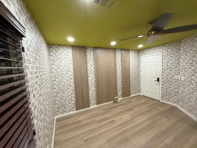 Commercial wallpaper installation in modern office